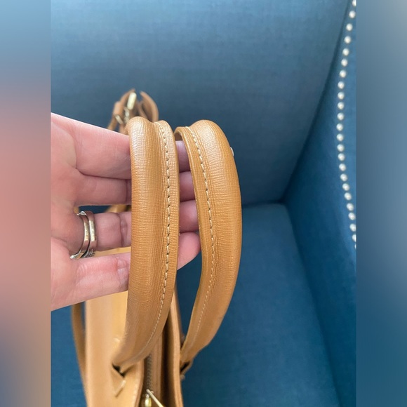 Dorse In Pelle Leather Camel Tote Bag Round Handles & Crossbody Strap Gold - Picture 12 of 17